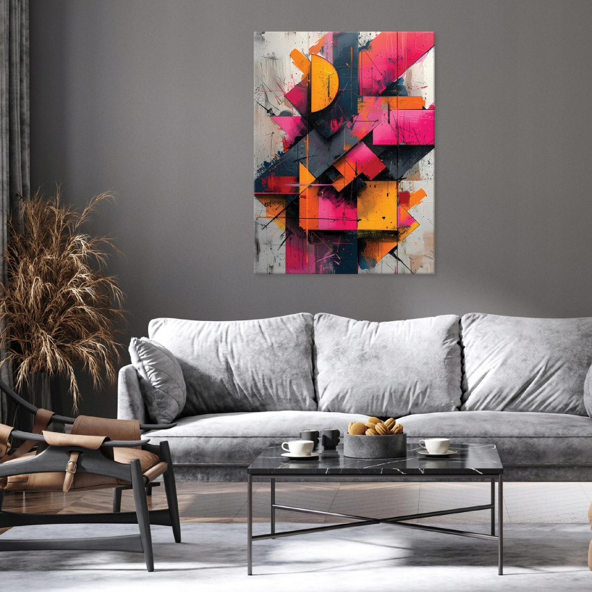 OBRAZ ABSTRAKCJA KOLOROWY FIGURY NA PŁÓTNIE DO SYPIALNI SALONU 40x30