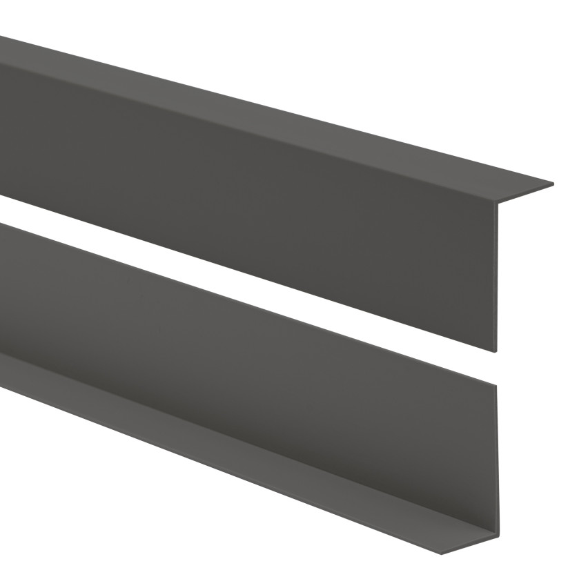 Profil kątowy PVC nierównoramienny, ochrona krawędzi, ochrona narożników, ciemnoszary