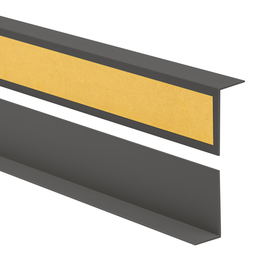 Profil kątowy PVC nierównoramienny, klejony po zewnętrznej stronie, ochrona narożników, ciemnoszary