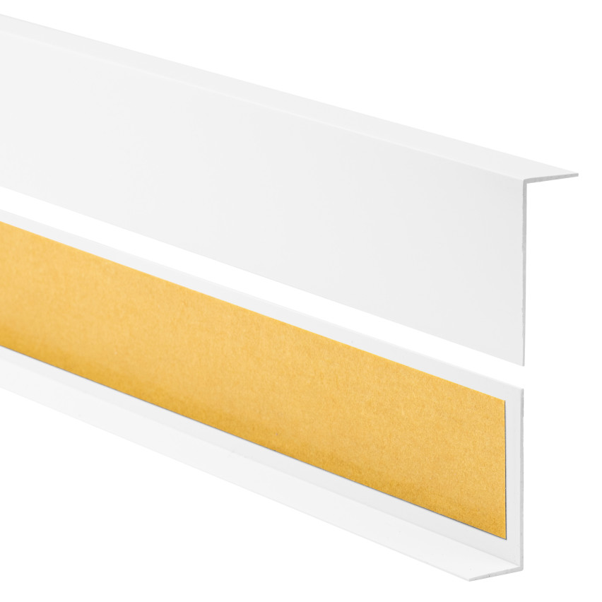 Profil kątowy PVC nierównoramienny, samoprzylepna ochrona krawędzi, ochrona narożników, biały