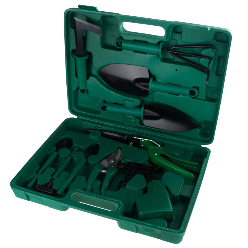 Zestaw narzędzi ogrodowych 10 elementów w walizce