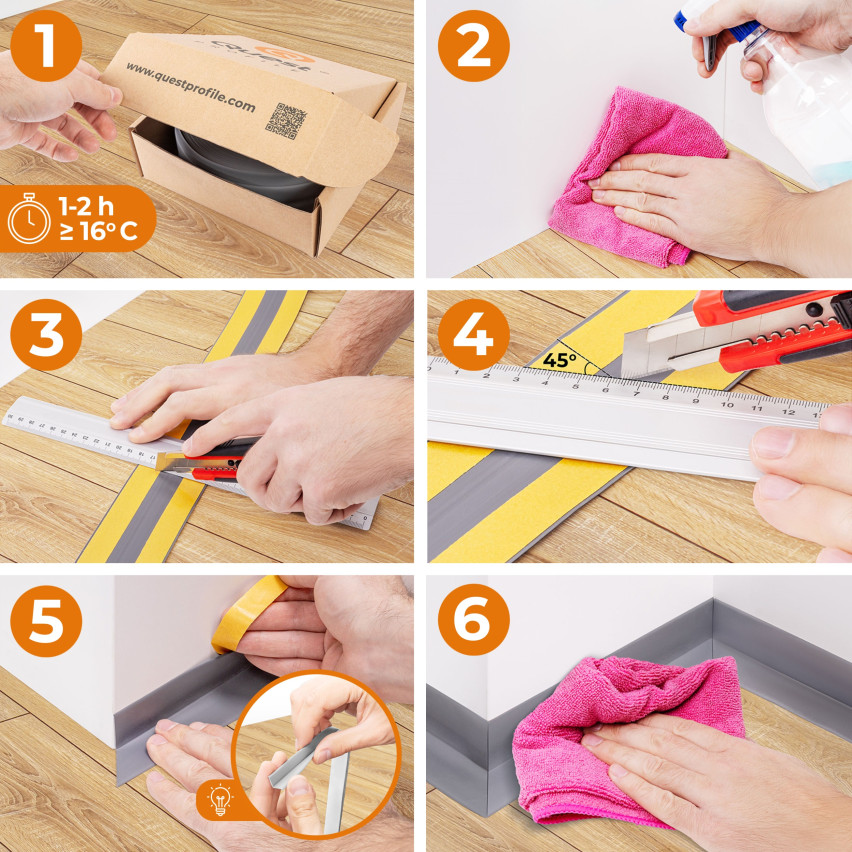 Listwa przypodłogowa samoprzylepna PCV 32x23mm jasnoszary