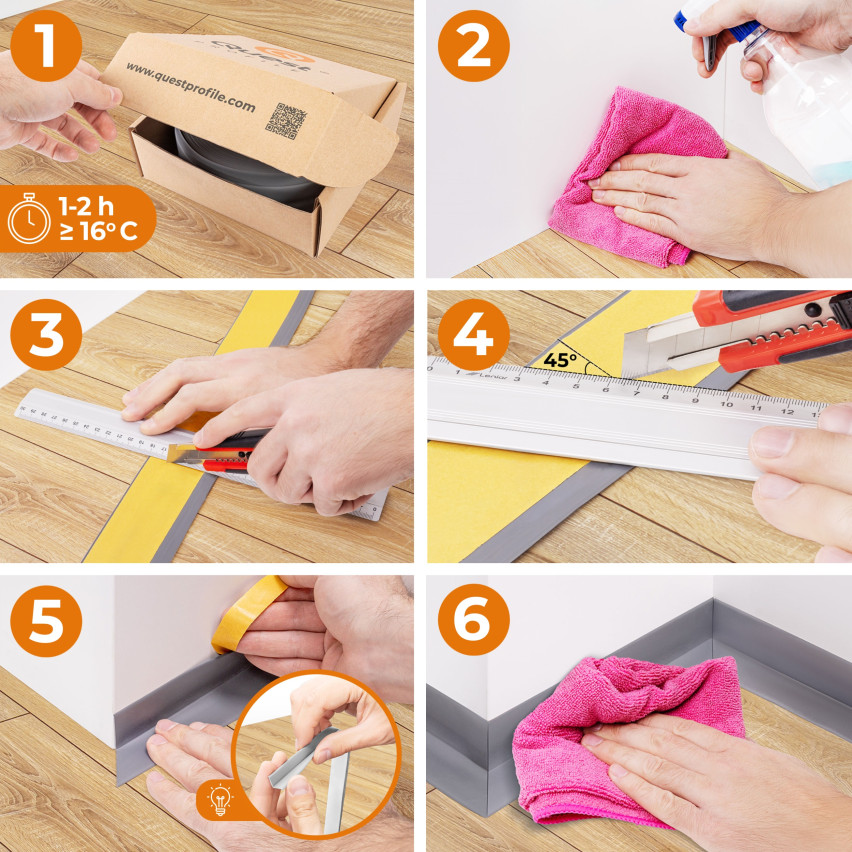 Listwa wykończeniowa samoprzylepna czarna PCV 10/10 5m