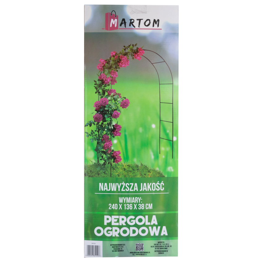 Pergola ogrodowa łuk metalowa łukowa na róże kwiaty pnącza 240cm + kotwy