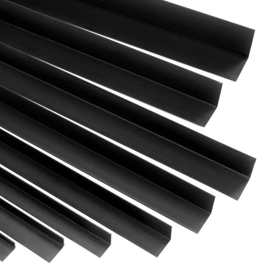  Profil kątowy PVC nierównoramienny, klejony po zewnętrznej stronie, ochrona narożników, czarny