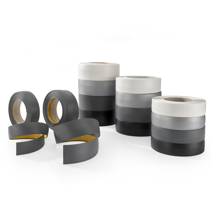 Listwa maskująca samoprzylepna PCV, listwa okienna płaska z tworzywa sztucznego, profil końcowy  srebrna 5m