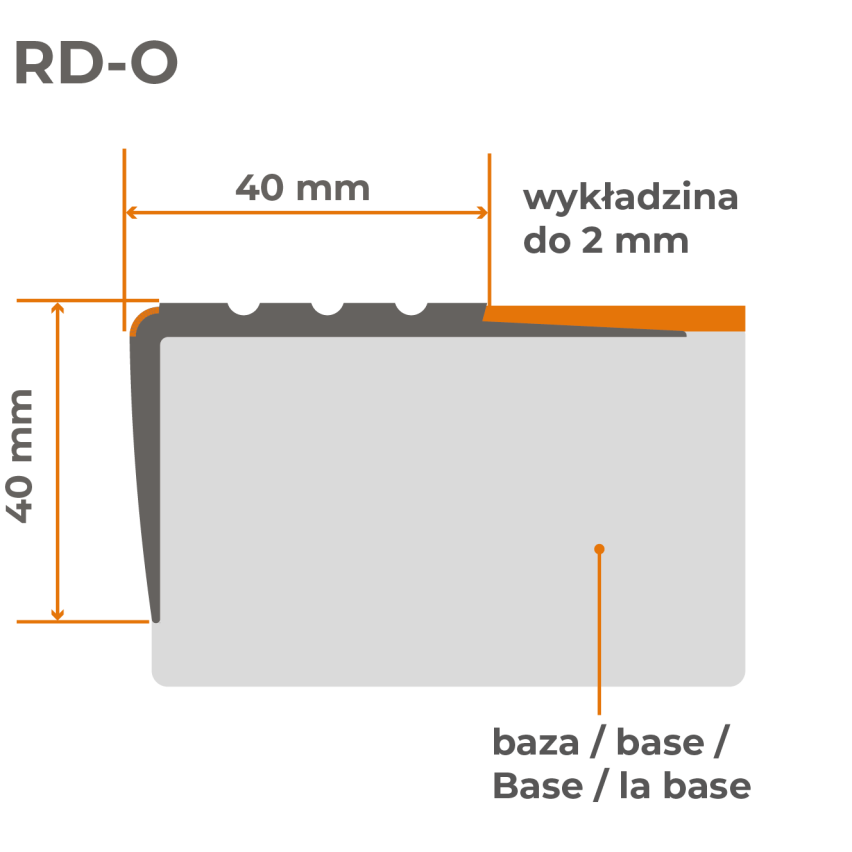 Profil na schody antypoślizgowy 40x40mm ostrzegawczy 150cm czarny