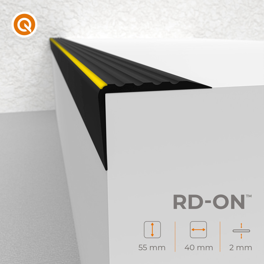 Profil na schody antypoślizgowy 55x40mm ostrzegawczy 150cm czarny