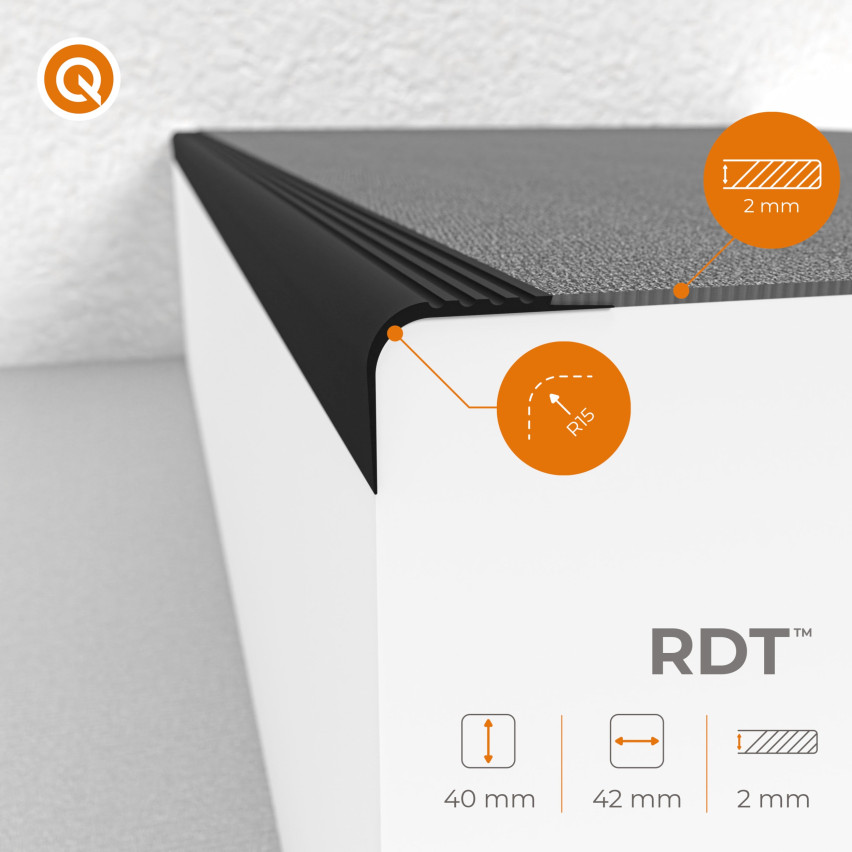 Profil na schody antypoślizgowy 40x42mm 150cm czarny
