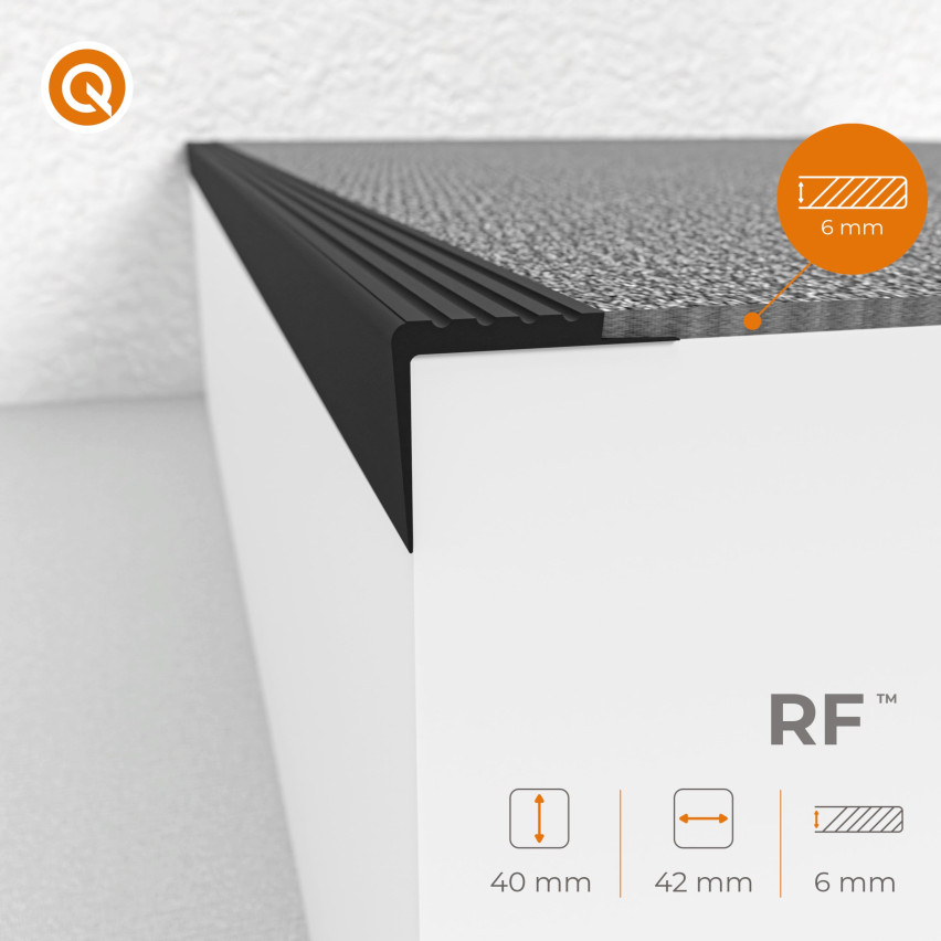 Profil na schody antypoślizgowy 42x40mm 150cm czarny