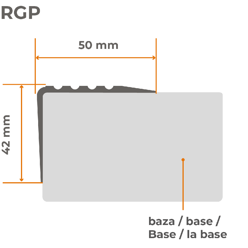 Profil schodowy antypoślizgowy 50x42mm 150cm żółty