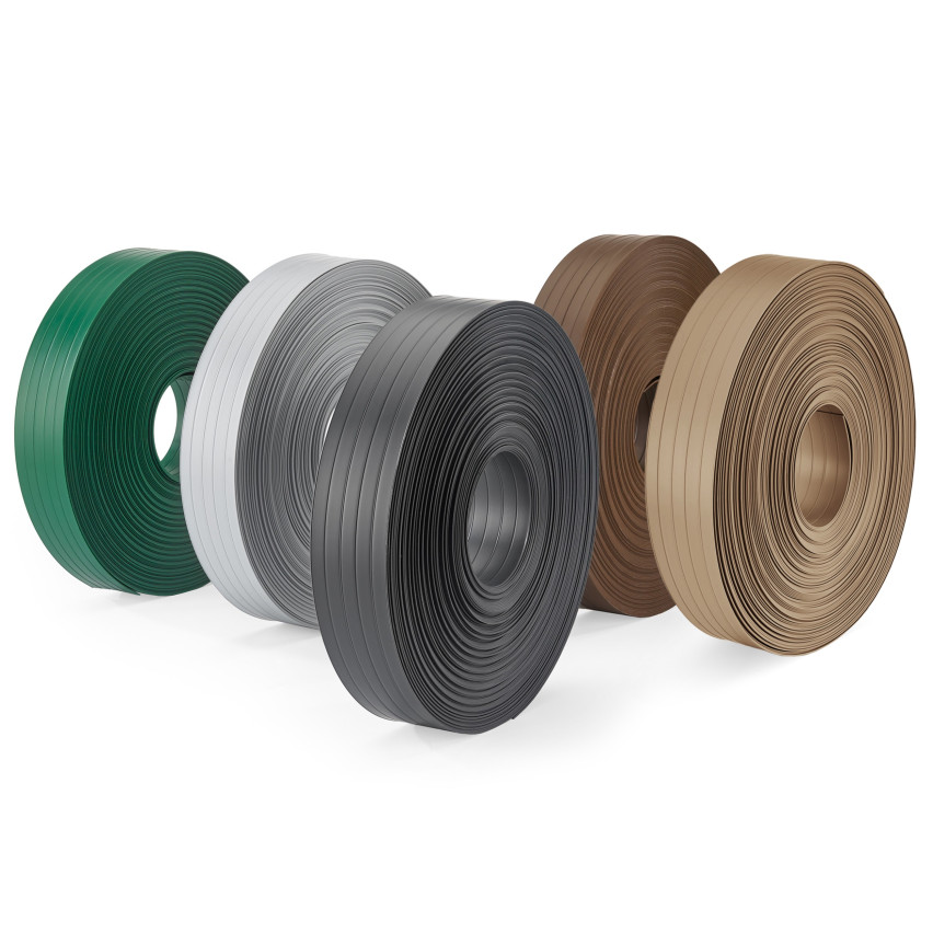 Taśma ogrodzeniowa PCV - wąska, pionowa listwa do ogrodzeń panelowych, do przetłoczeń, 900 g/m2, brąz RAL 8017