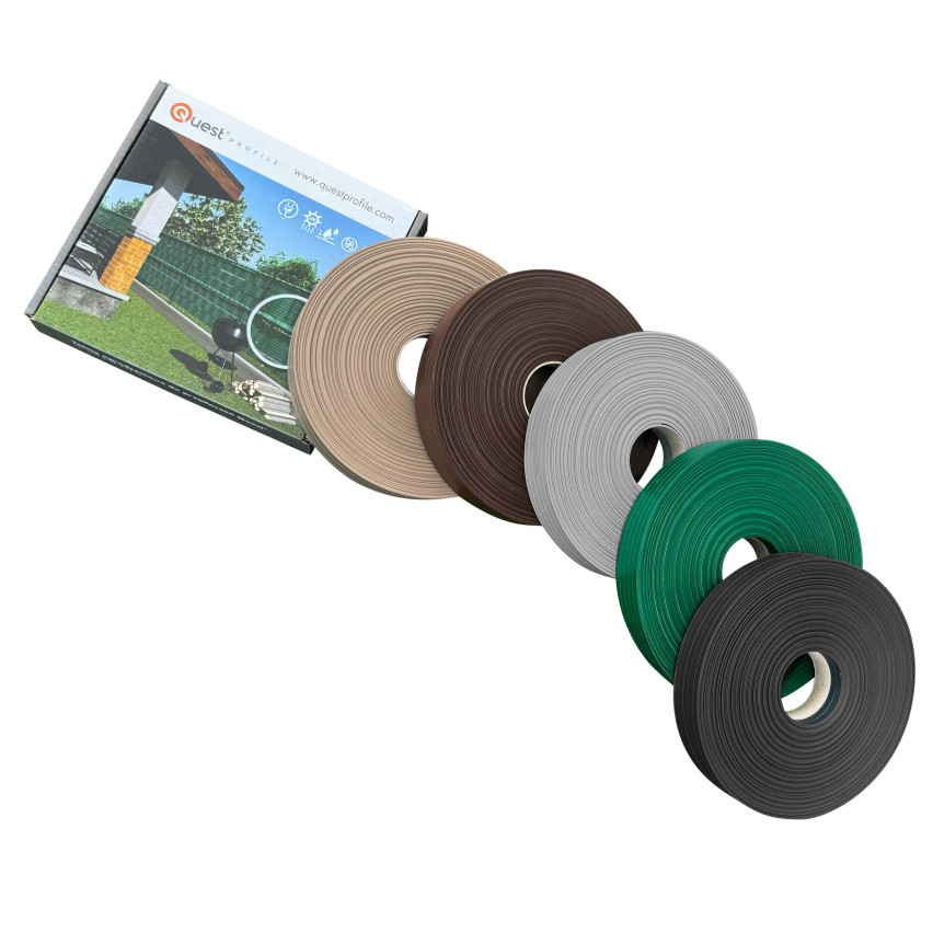 Taśma ogrodzeniowa PCV - wąska, pionowa listwa do ogrodzeń panelowych, do przetłoczeń, 900 g/m2, antracyt RAL 7016